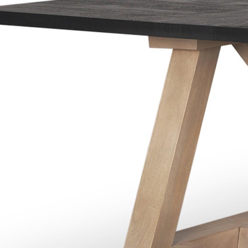 84" Black and Brown Solid Wood Trestle Base Dining Table