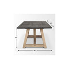 84" Black and Brown Solid Wood Trestle Base Dining Table