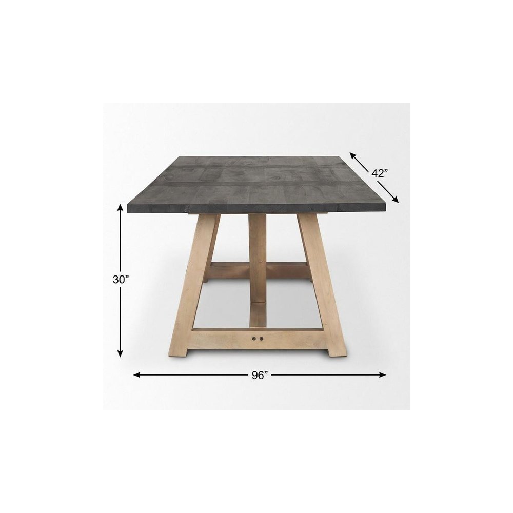 84" Black and Brown Solid Wood Trestle Base Dining Table