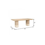 94" Natural And Beige Solid Wood And Marble Double Pedestal Base Dining Table