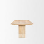 94" Natural And Beige Solid Wood And Marble Double Pedestal Base Dining Table