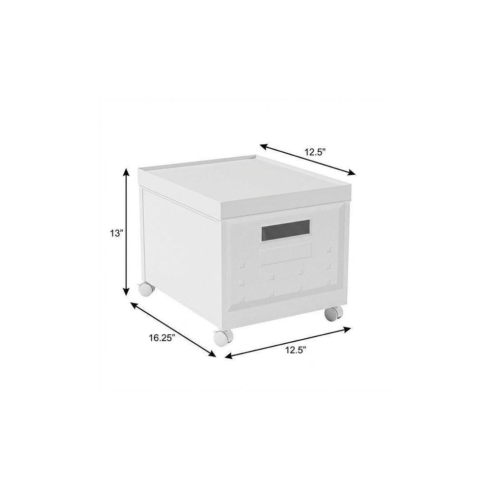 Set Of Two White Plastic Rolling Filing Cabinet
