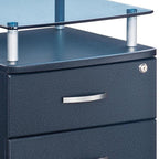 Graphite Glass Wood And Metal Two Drawer Rolling Filing Cabinet