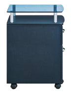 Graphite Glass Wood And Metal Two Drawer Rolling Filing Cabinet