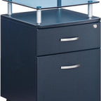 Graphite Glass Wood And Metal Two Drawer Rolling Filing Cabinet
