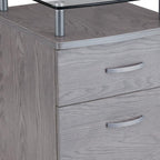 Graphite Glass Wood And Metal Two Drawer Rolling Filing Cabinet