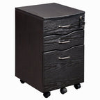 25" Espresso Wood Three Drawer Rolling Filing Cabinet