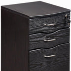 25" Espresso Wood Three Drawer Rolling Filing Cabinet