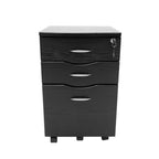 25" Espresso Wood Three Drawer Rolling Filing Cabinet