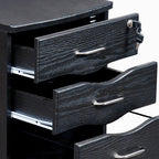25" Espresso Wood Three Drawer Rolling Filing Cabinet