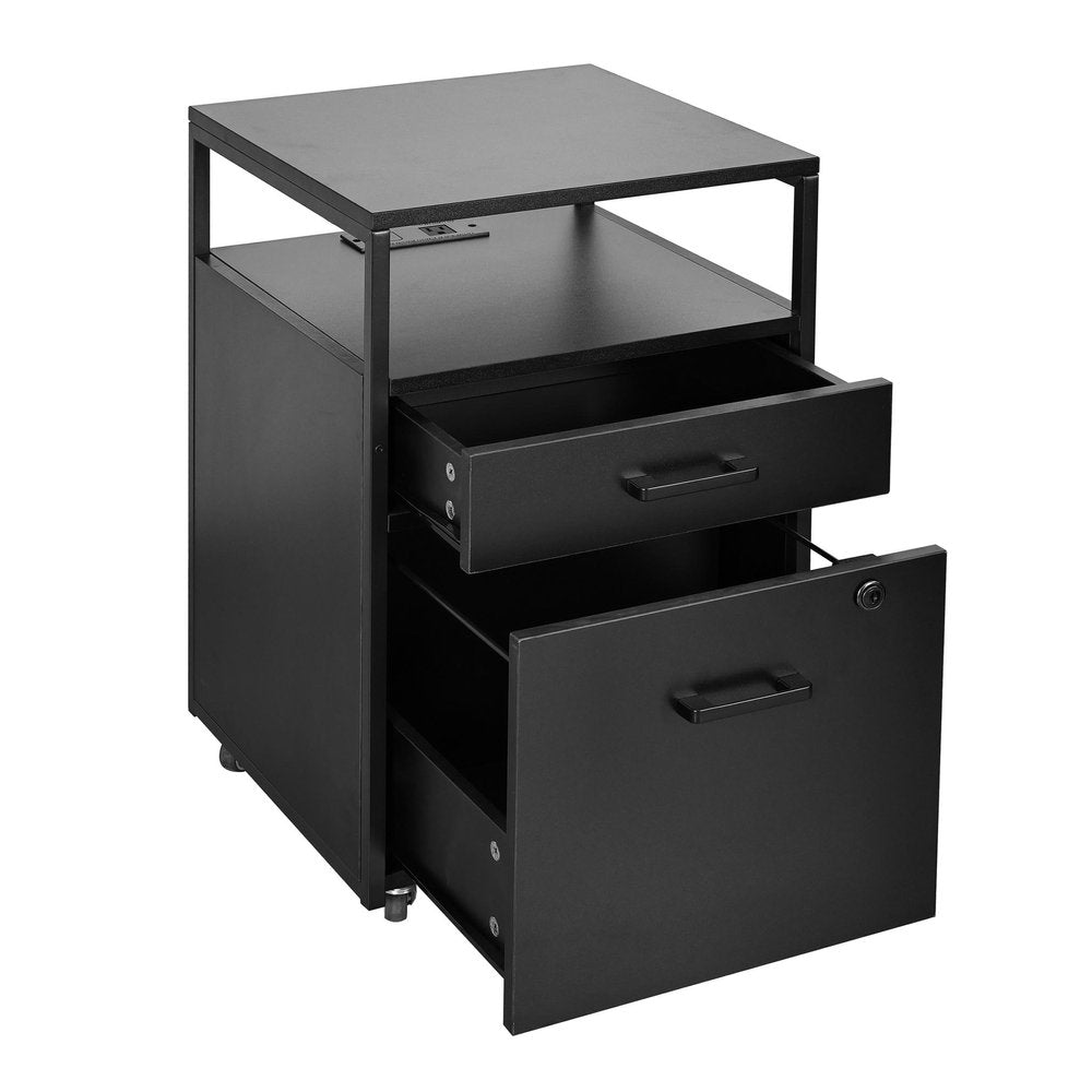 26" White And Gold Metal Two Drawer Rolling Filing Cabinet