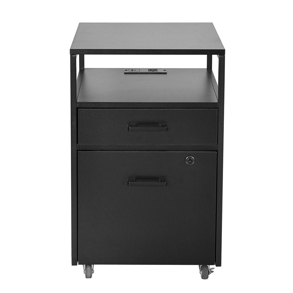 26" White And Gold Metal Two Drawer Rolling Filing Cabinet