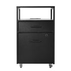26" White And Gold Metal Two Drawer Rolling Filing Cabinet