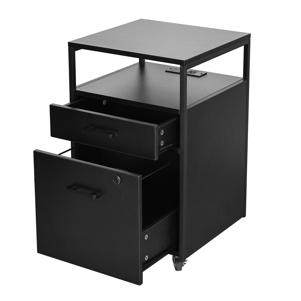 26" White And Gold Metal Two Drawer Rolling Filing Cabinet