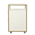 26" White And Gold Metal Two Drawer Rolling Filing Cabinet