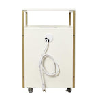 26" White And Gold Metal Two Drawer Rolling Filing Cabinet