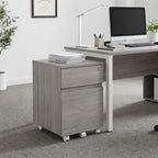 23" Gray Wood Two Drawer Rolling Filing Cabinet