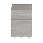 23" Gray Wood Two Drawer Rolling Filing Cabinet