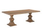 Nine Piece Brown Solid Wood Dining Set with Eight Chairs