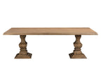 Nine Piece Brown Solid Wood Dining Set with Eight Chairs