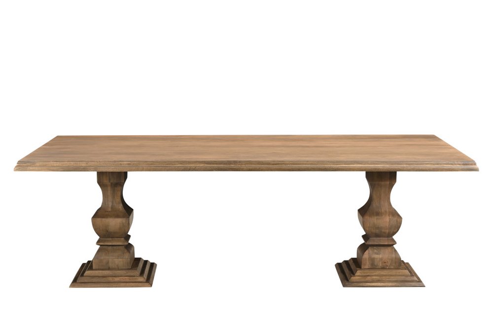 Nine Piece Brown Solid Wood Dining Set with Eight Chairs
