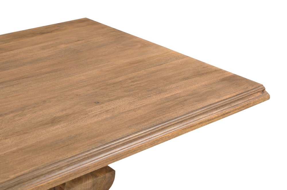 Nine Piece Brown Solid Wood Dining Set with Eight Chairs