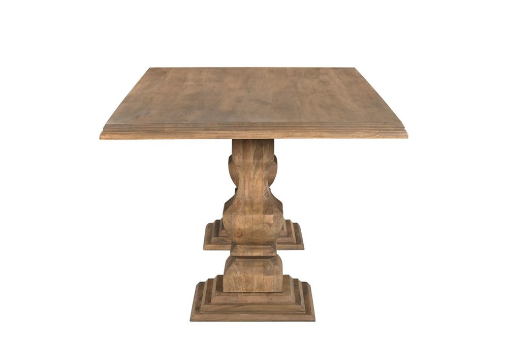 Nine Piece Brown Solid Wood Dining Set with Eight Chairs
