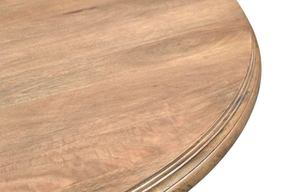 Five Piece Brown Round Solid Wood Dining Set with Four Chairs