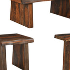 Set of Three Brown Solid Wood Sled Furniture Set