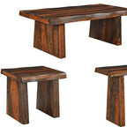 Set of Three Brown Solid Wood Sled Furniture Set