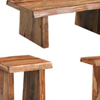 Set of Three Brown Solid Wood Sled Furniture Set