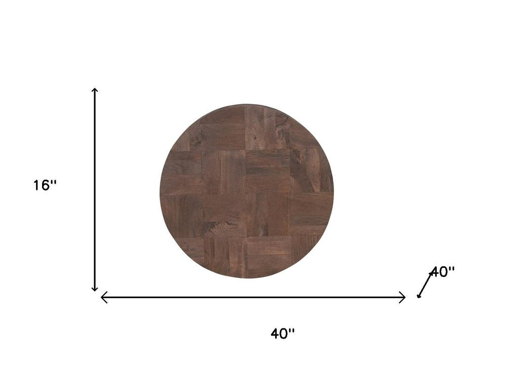 Set of Two Brown Solid Wood Round Pedestal Furniture Set
