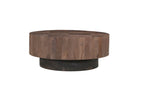 Set of Two Brown Solid Wood Round Pedestal Furniture Set
