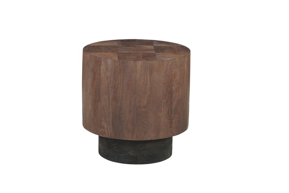 Set of Two Brown Solid Wood Round Pedestal Furniture Set