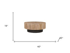 Set of Two Brown Solid Wood Round Pedestal Furniture Set