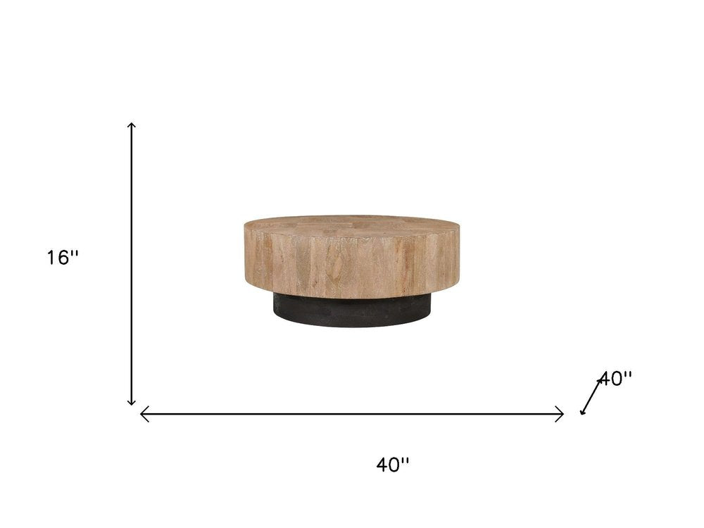 Set of Two Brown Solid Wood Round Pedestal Furniture Set
