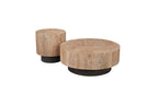Set of Two Brown Solid Wood Round Pedestal Furniture Set