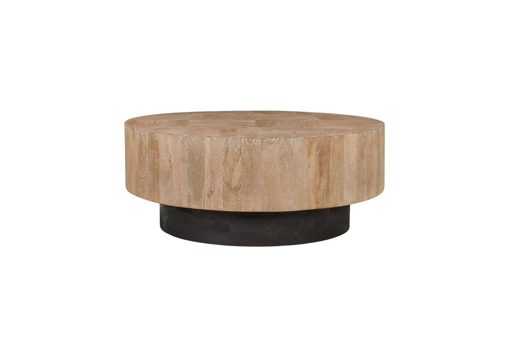 Set of Two Brown Solid Wood Round Pedestal Furniture Set