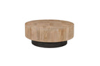 Set of Two Brown Solid Wood Round Pedestal Furniture Set