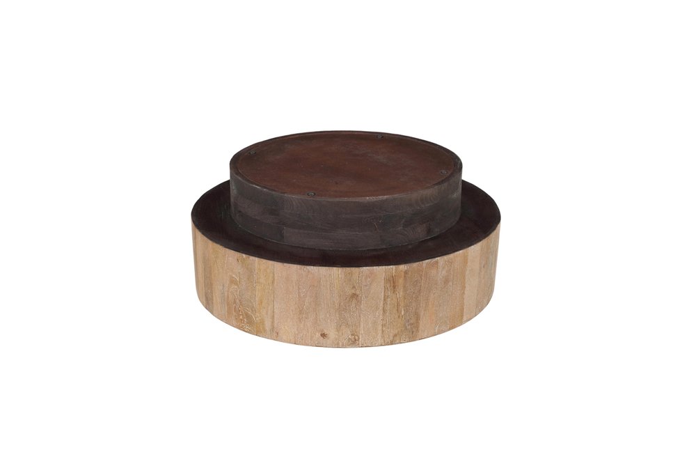 Set of Two Brown Solid Wood Round Pedestal Furniture Set