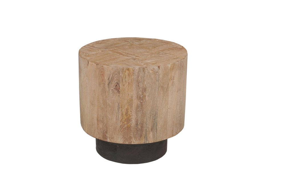 Set of Two Brown Solid Wood Round Pedestal Furniture Set