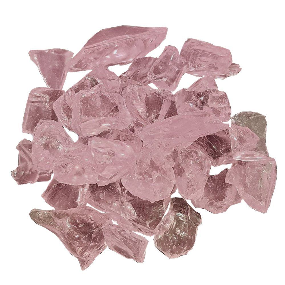 Pink Round Reflective Fire Pit Glass