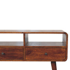 51" Chestnut Solid Wood Console Table With Three Shelves And Three Drawers
