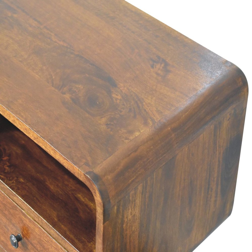 51" Chestnut Solid Wood Console Table With Three Shelves And Three Drawers