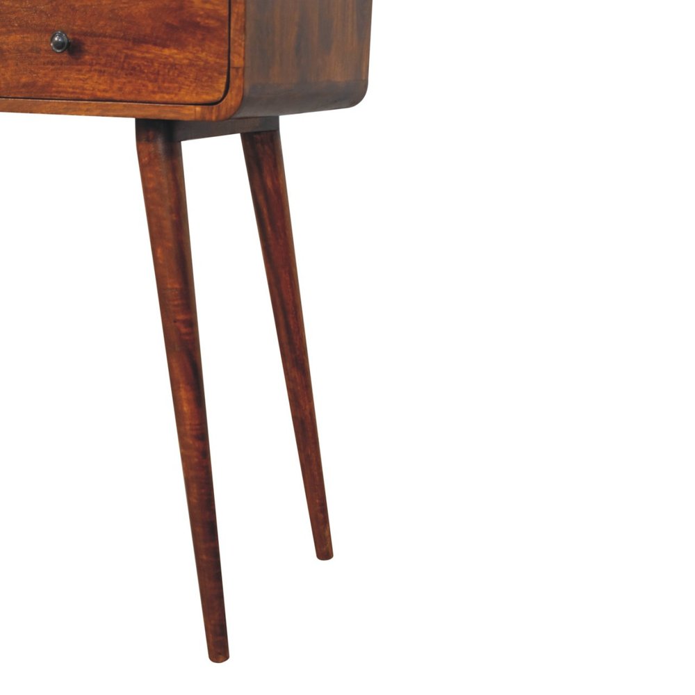 51" Chestnut Solid Wood Console Table With Three Shelves And Three Drawers