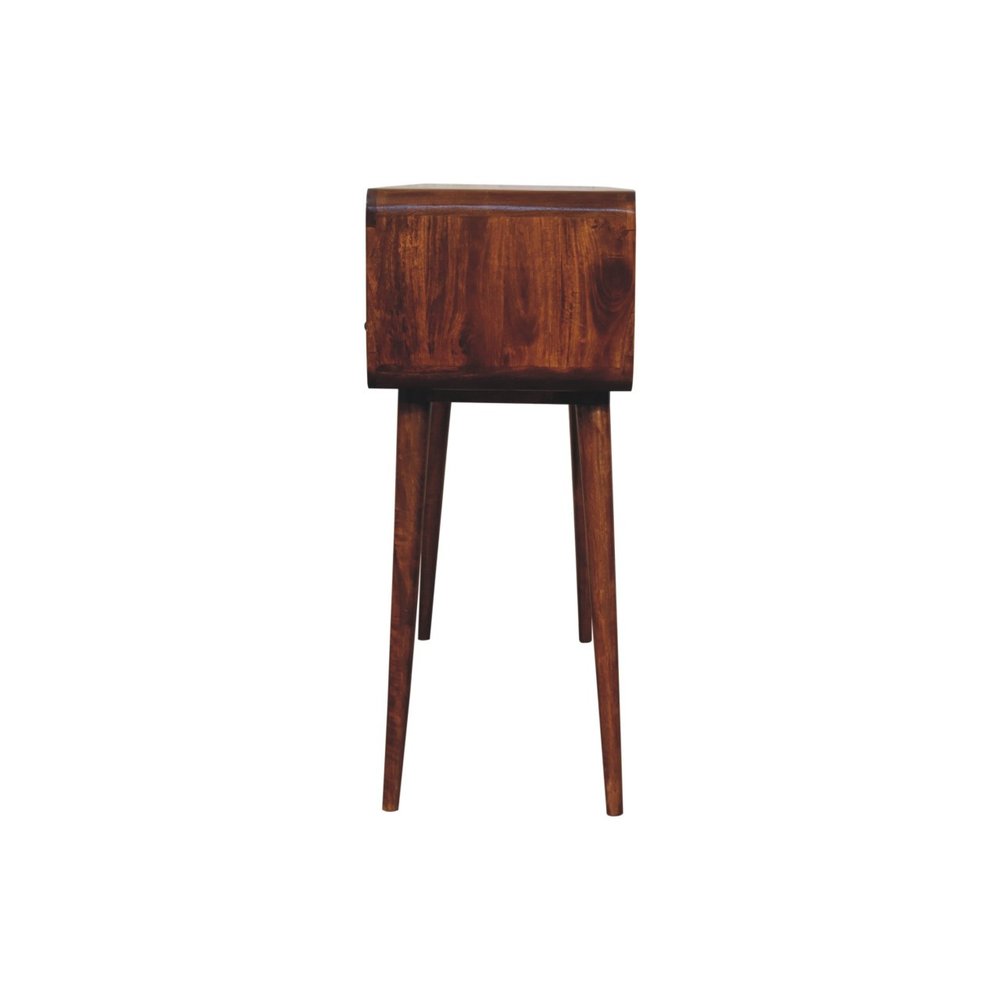 51" Chestnut Solid Wood Console Table With Three Shelves And Three Drawers
