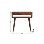 35" Chestnut Solid Wood Console Table With Shelf And Two Drawers