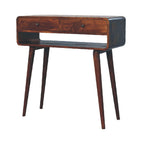 35" Chestnut Solid Wood Console Table With Shelf And Two Drawers