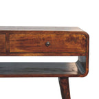 35" Chestnut Solid Wood Console Table With Shelf And Two Drawers