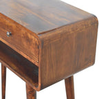 35" Chestnut Solid Wood Console Table With Shelf And Two Drawers